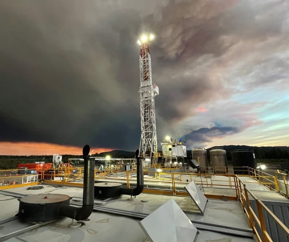 Ensign rig operating at night